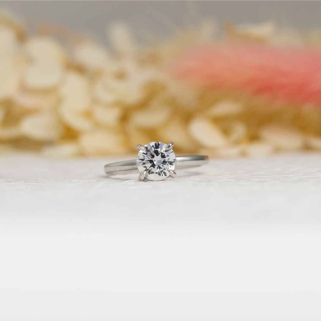 Classic round silver engagement ring